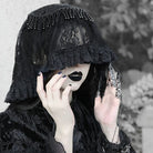 Kobine Women's Gothic Beaded Fringe Floral Lace Veil
