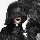 Kobine Women's Gothic Beaded Fringe Floral Lace Veil