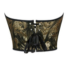 Kobine Women's Gothic Black-gold Floral Printed Overbust Corset