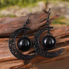 Kobine Women's Gothic Black Moon Earrings