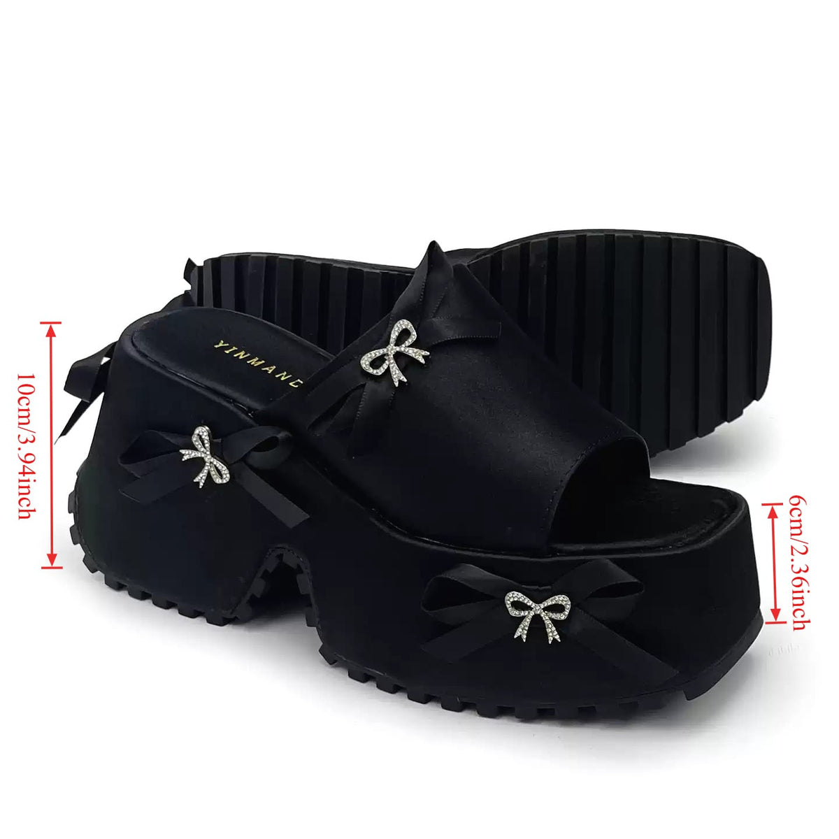 Kobine Women's Gothic Bow Decor Platform Slide Sandals