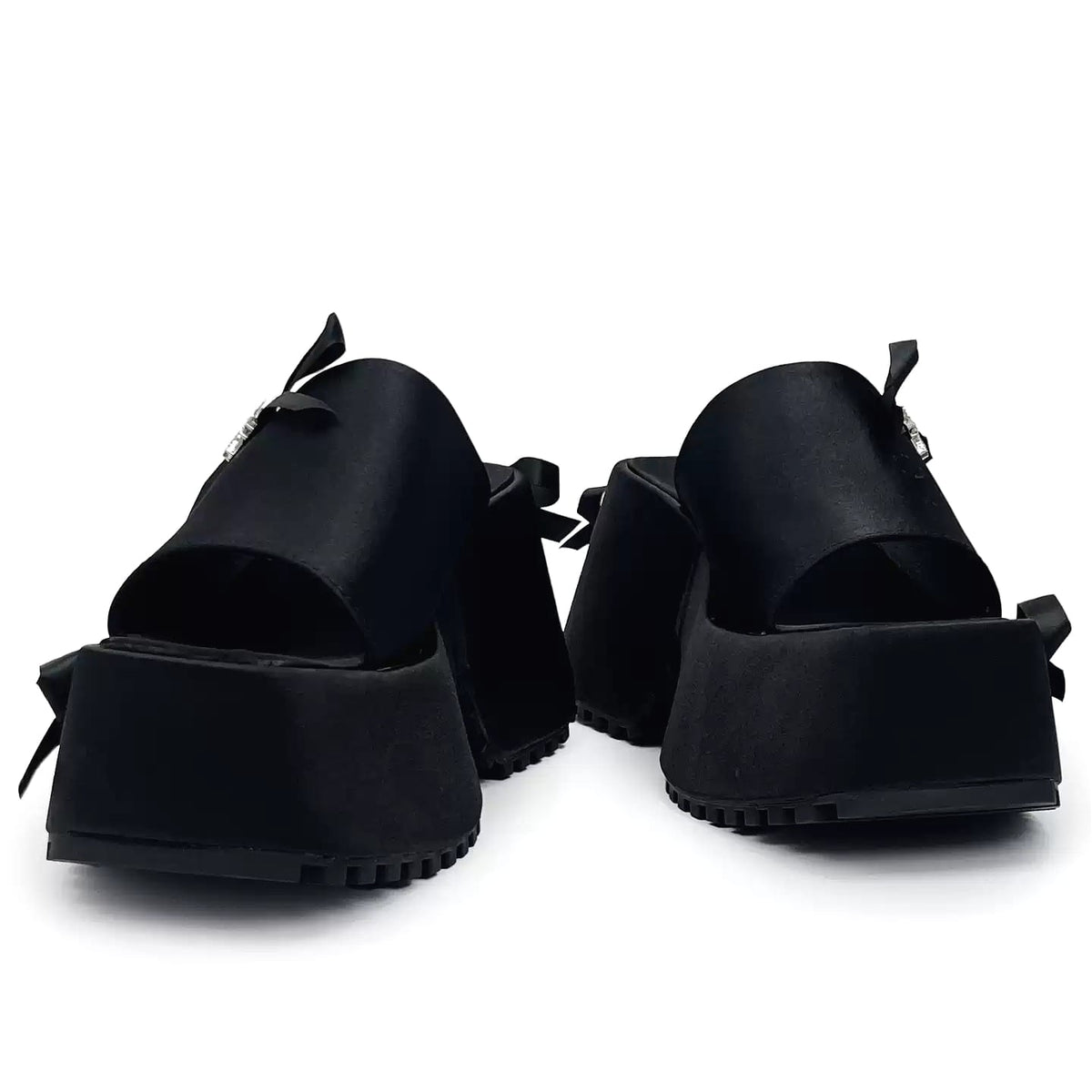 Kobine Women's Gothic Bow Decor Platform Slide Sandals