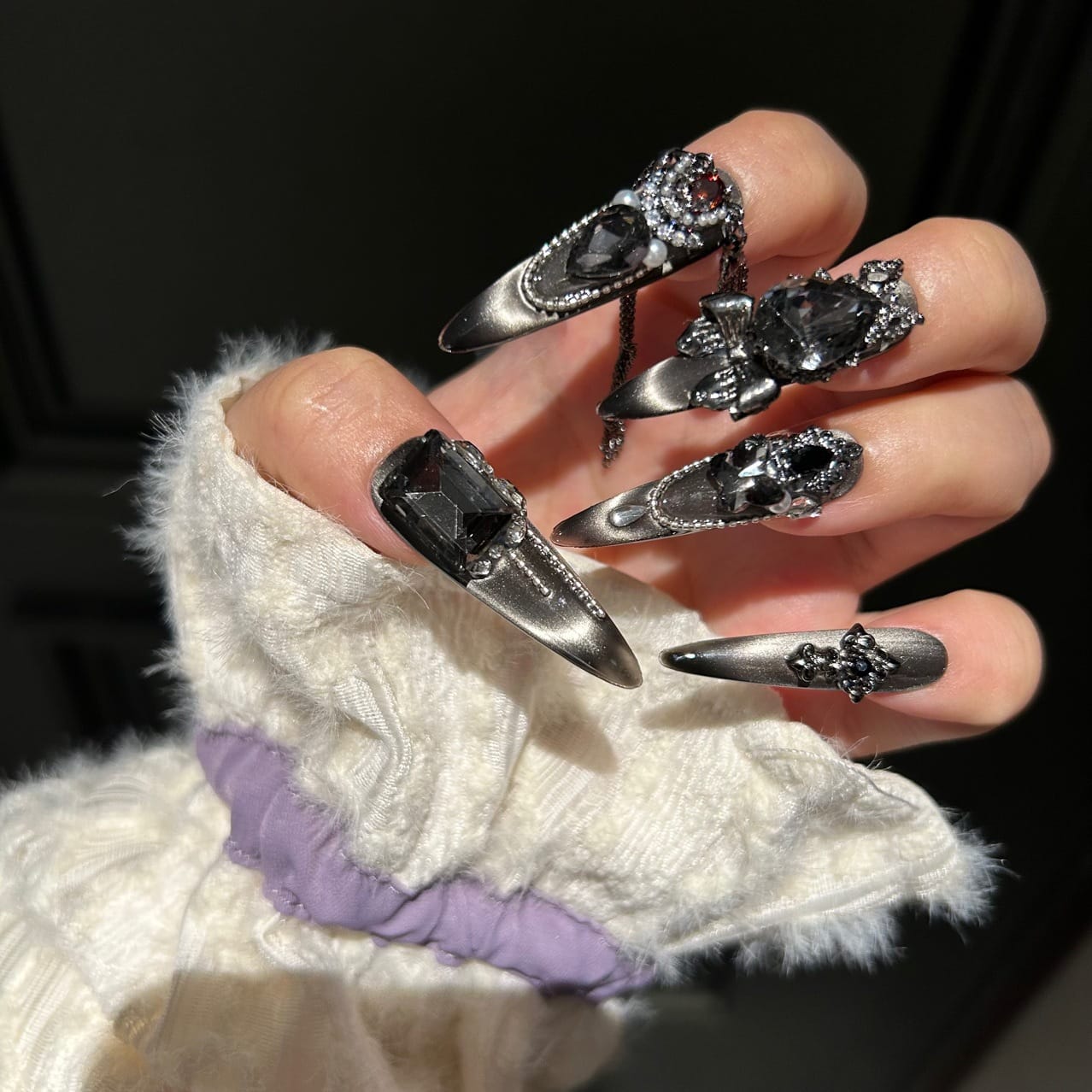 Kobine Women's Gothic Bowknot Cross Tassels Nail Patch