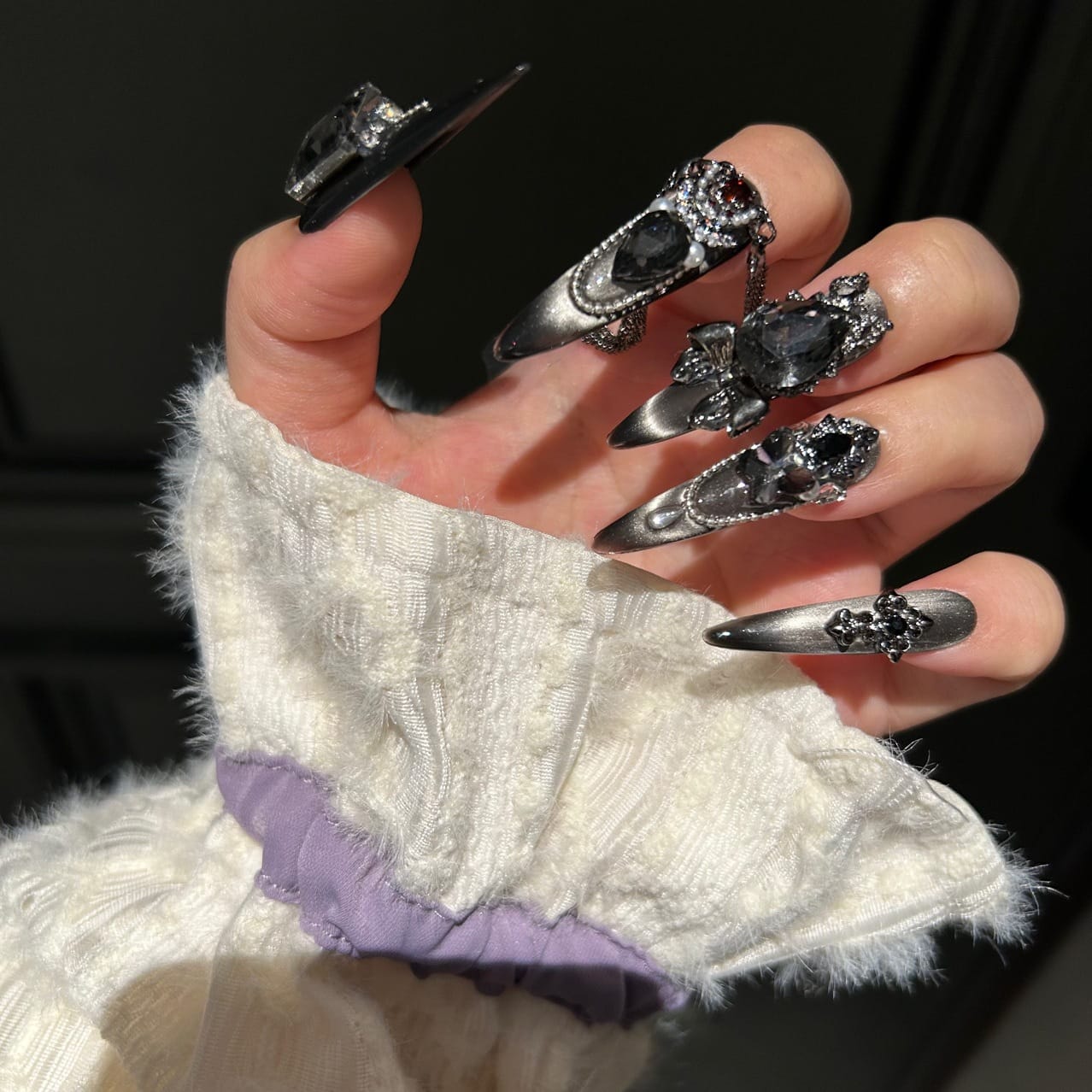 Kobine Women's Gothic Bowknot Cross Tassels Nail Patch