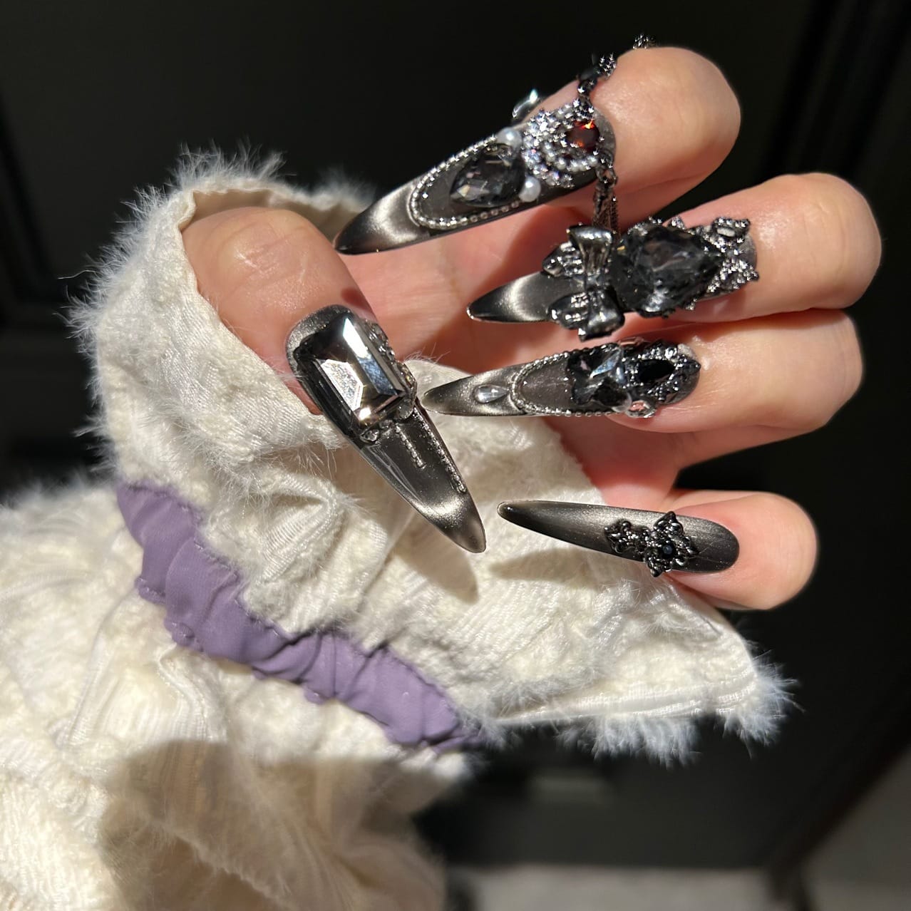 Kobine Women's Gothic Bowknot Cross Tassels Nail Patch