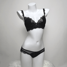 Kobine Women's Gothic Bowknot Sheer Lace Lingerie Set