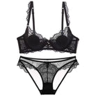 Kobine Women's Gothic Bowknot Sheer Lace Lingerie Set