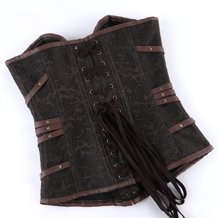 Kobine Women's Gothic Buckle Strap Lace-up Overbust Corset