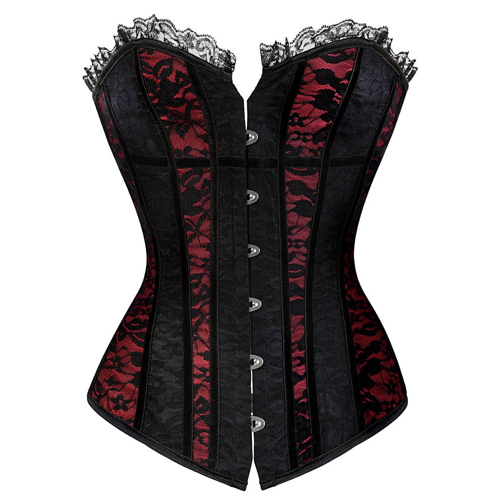 Kobine Women's Gothic Buckles Lace Overbust Corsets