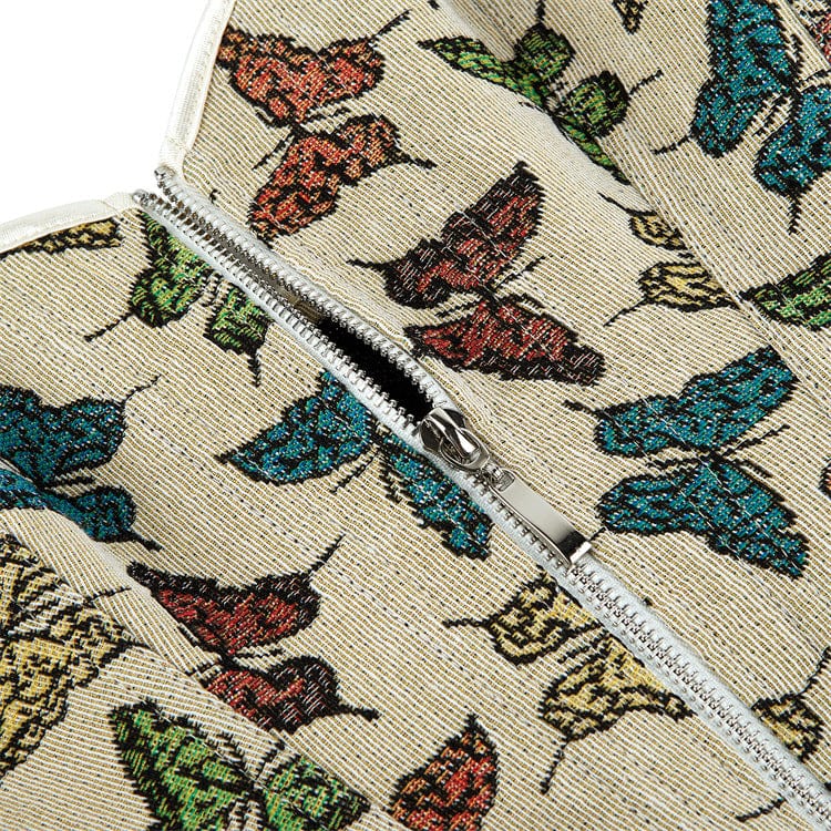 Corsetto sopra il seno con cerniera frontale e stampa a farfalla gotica da donna Kobine