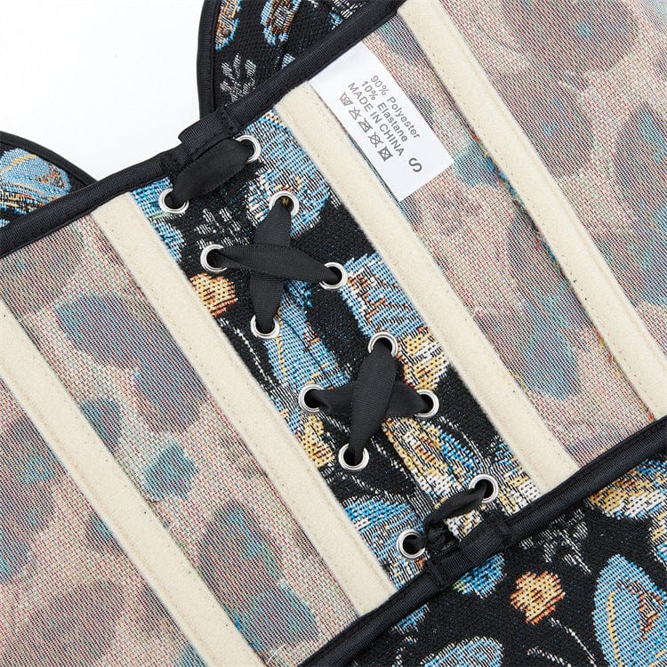 Corsetto overbust con lacci e stampa a farfalla in stile gotico da donna Kobine