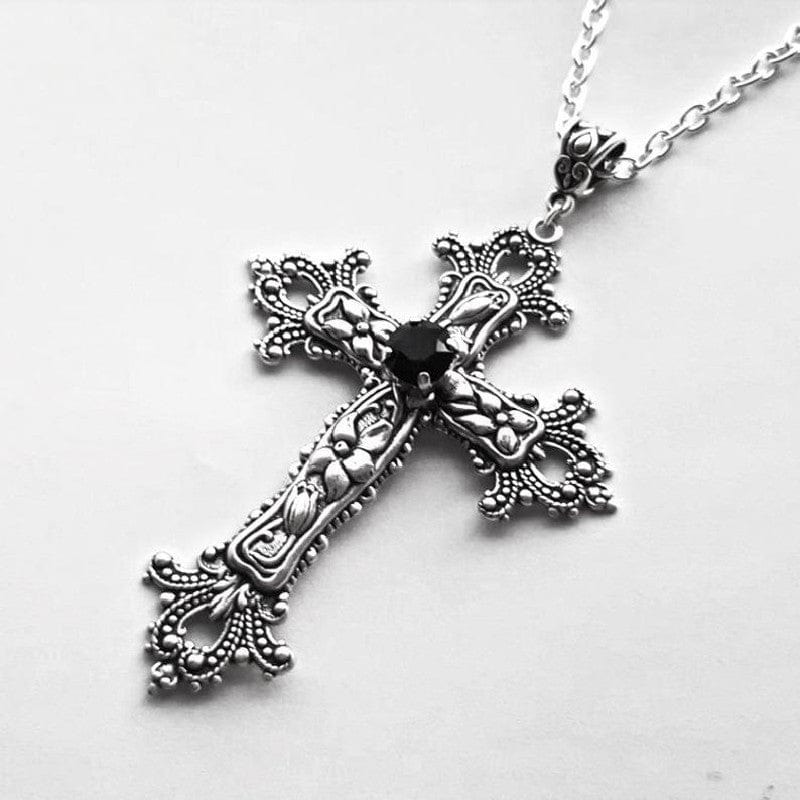 Kobine Women's Gothic Carved Cross Necklace