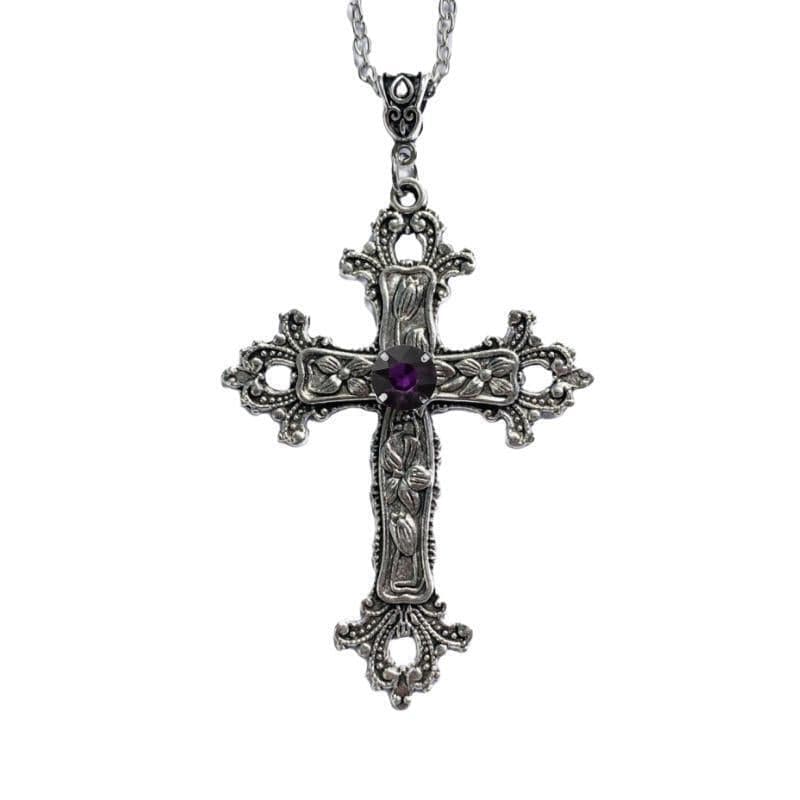 Kobine Women's Gothic Carved Cross Necklace