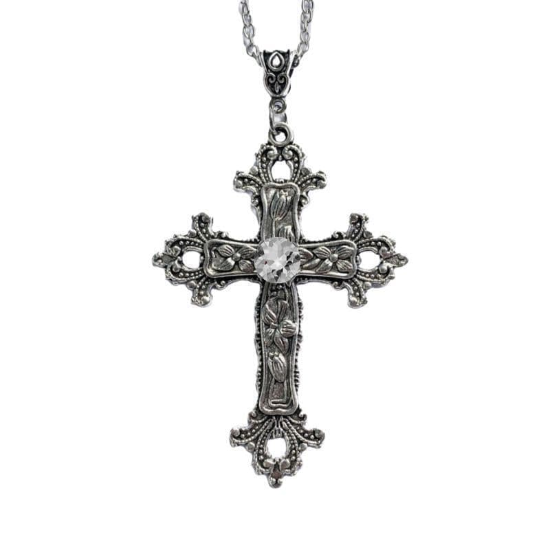 Kobine Women's Gothic Carved Cross Necklace