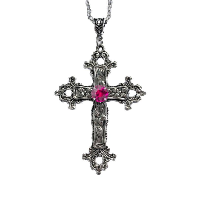 Kobine Women's Gothic Carved Cross Necklace