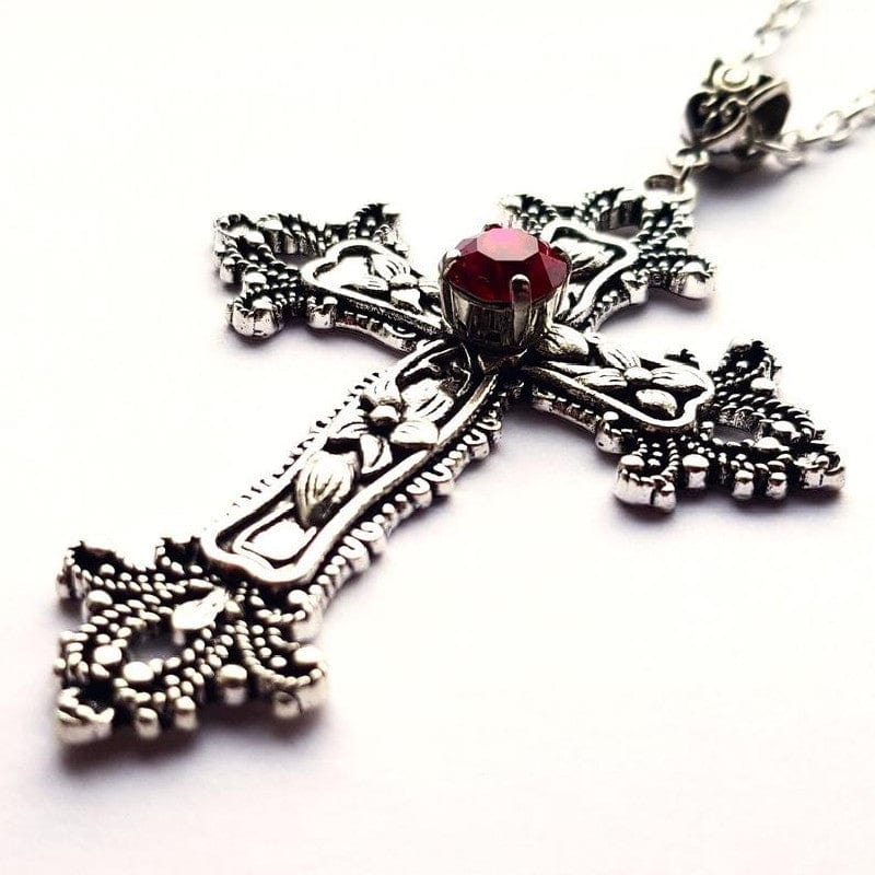 Kobine Women's Gothic Carved Cross Necklace