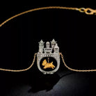 Kobine Women's Gothic Castle & Dog Pendant Necklace