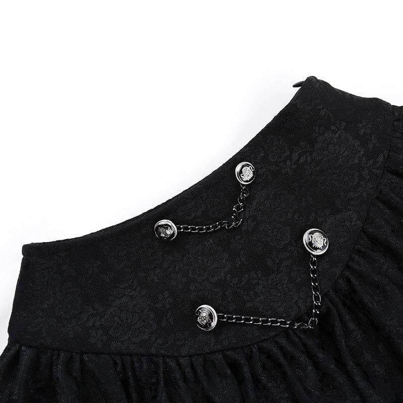 Kobine Women's Gothic Chains Lace Splice Pleated Skirt