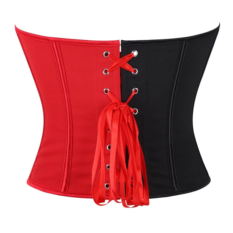 Kobine Women's Gothic Contrast Color Lace-up Overbust Corset