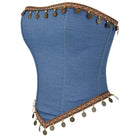 Kobine Women's Gothic Copper Piece Tassels Zip Overbust Corset