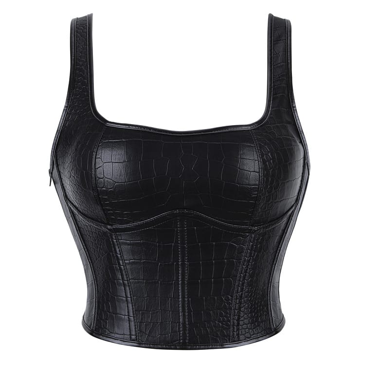 Kobine Women's Gothic Croc Embossed Strap Overbust Corset