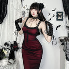 Kobine Women's Gothic Cross Lace Splice Evening Slip Dress