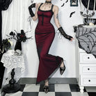 Kobine Women's Gothic Cross Lace Splice Evening Slip Dress