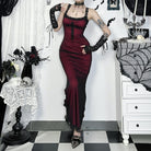 Kobine Women's Gothic Cross Lace Splice Evening Slip Dress