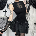 Kobine Women's Gothic Cross Mesh Splice Tank Top