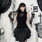 Kobine Women's Gothic Cross Mesh Splice Tank Top