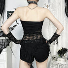 Kobine Women's Gothic Cross Rhinestone Lace Splice Tank Top