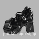 Kobine Women's Gothic Cross Studded Chained Shoes