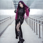 Kobine Women's Gothic Cut-out Side Slit Mesh Maxi Dress