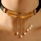 Kobine Women's Gothic Cutout Arch Pearl Tassel Choker