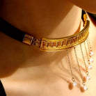 Kobine Women's Gothic Cutout Arch Pearl Tassel Choker