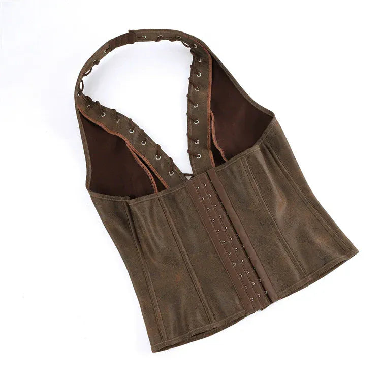 Kobine Women's Gothic Cutout Halterneck Overbust Corset