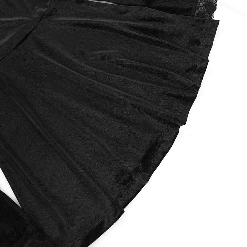 Kobine Women's Gothic Cutout Lace Splice Velvet Dress