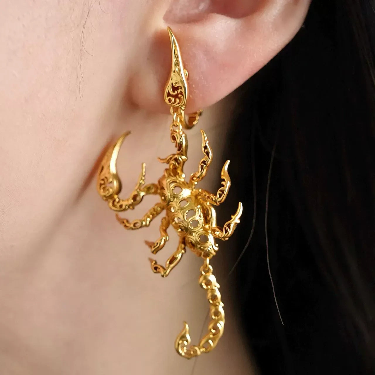 Kobine Women's Gothic Cutout Scorpion Drop Post Earrings