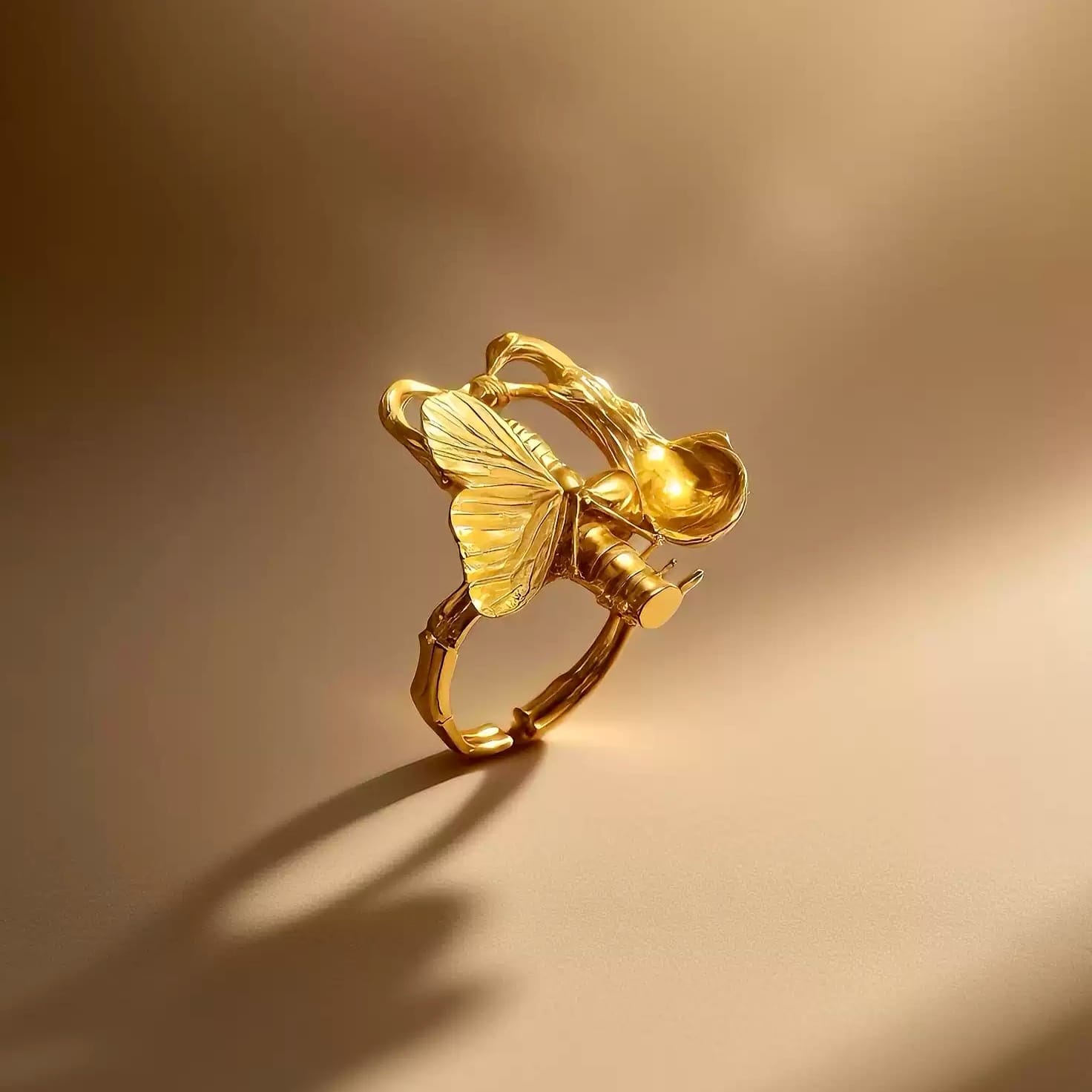 Kobine Women's Gothic Cutout Skeleton Butterfly Open Band Ring