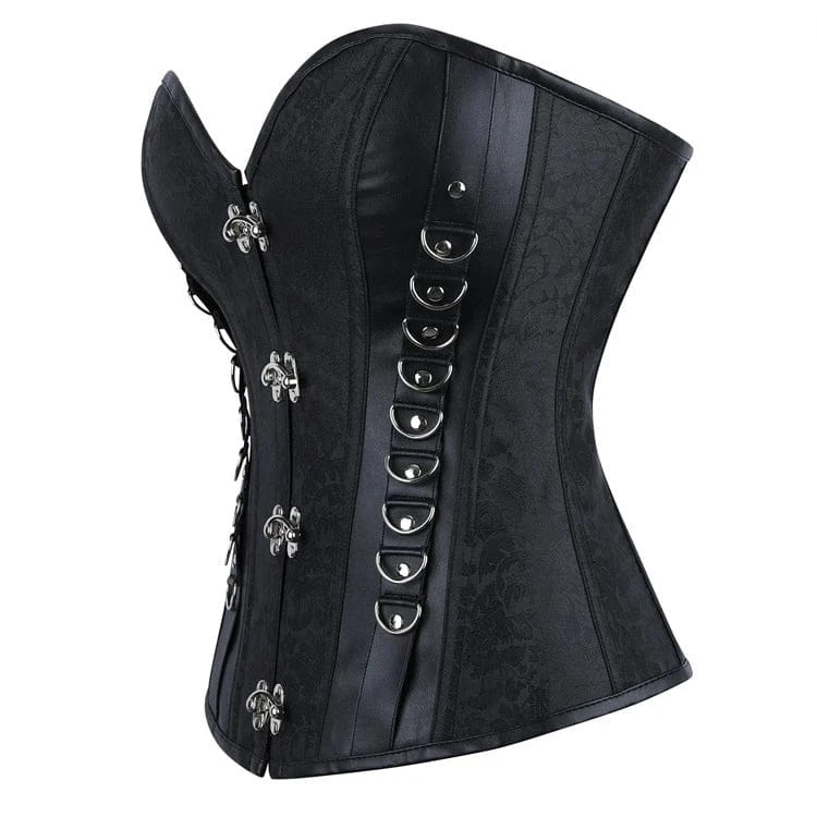 Kobine Women's Gothic D-rings Buckle Lace-up Overbust Corset