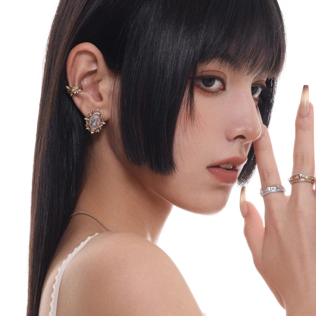 Kobine Women's Gothic Embossed Stereo Frame Earrings