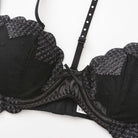 Kobine Women's Gothic Embroidered Heart Mesh Lingerie Set