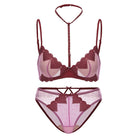 Kobine Women's Gothic Embroidered Heart Mesh Lingerie Set