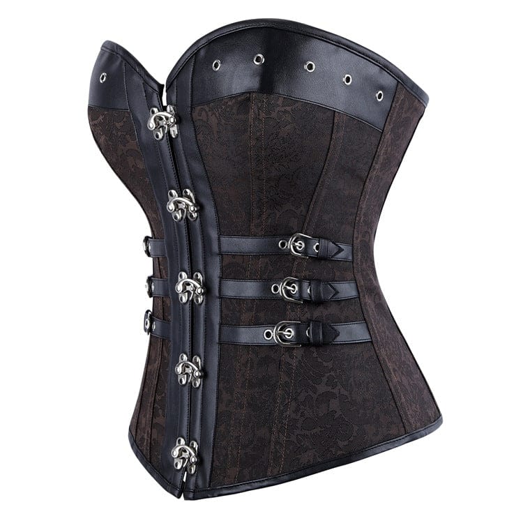 Kobine Women's Gothic Eyelet Buckle-up Lace-up Overbust Corset