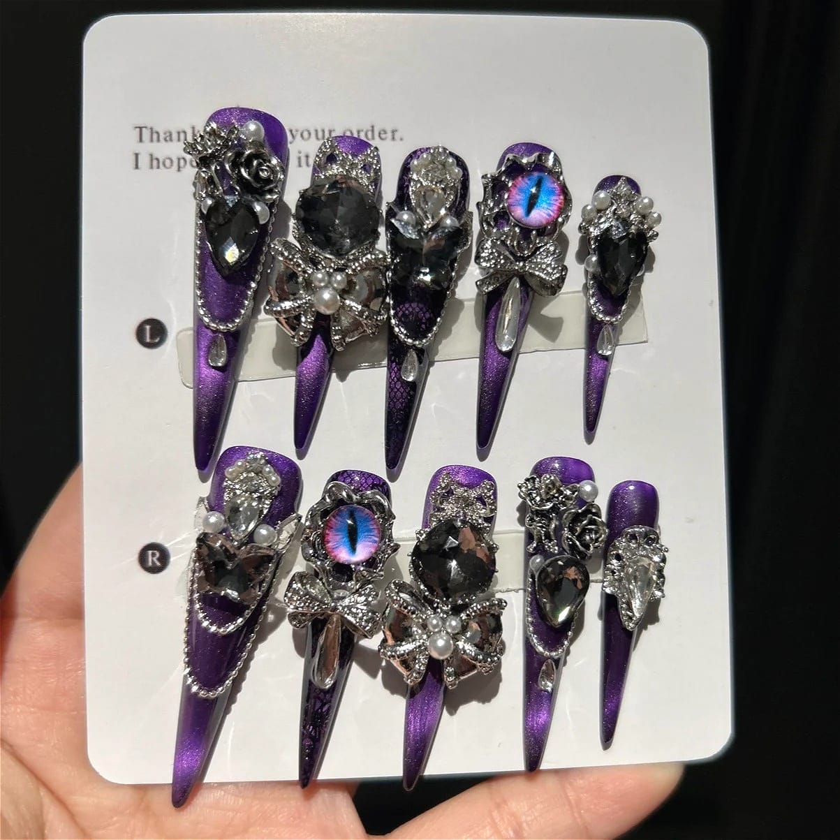 Kobine Women's Gothic Eyes Diamante Nail Patch