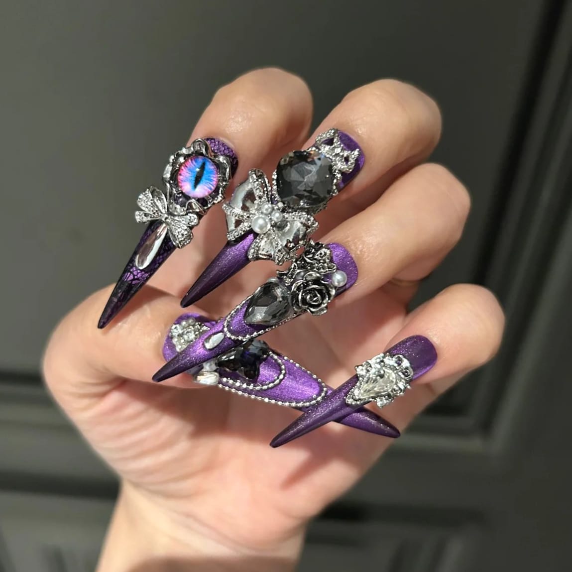 Kobine Women's Gothic Eyes Diamante Nail Patch