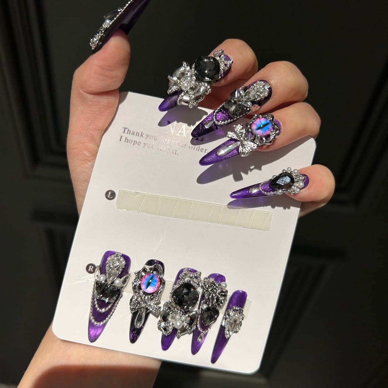 Kobine Women's Gothic Eyes Diamante Nail Patch