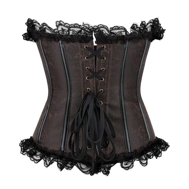 Corsetto sopra il seno in pizzo con giunture in similpelle gotica da donna Kobine
