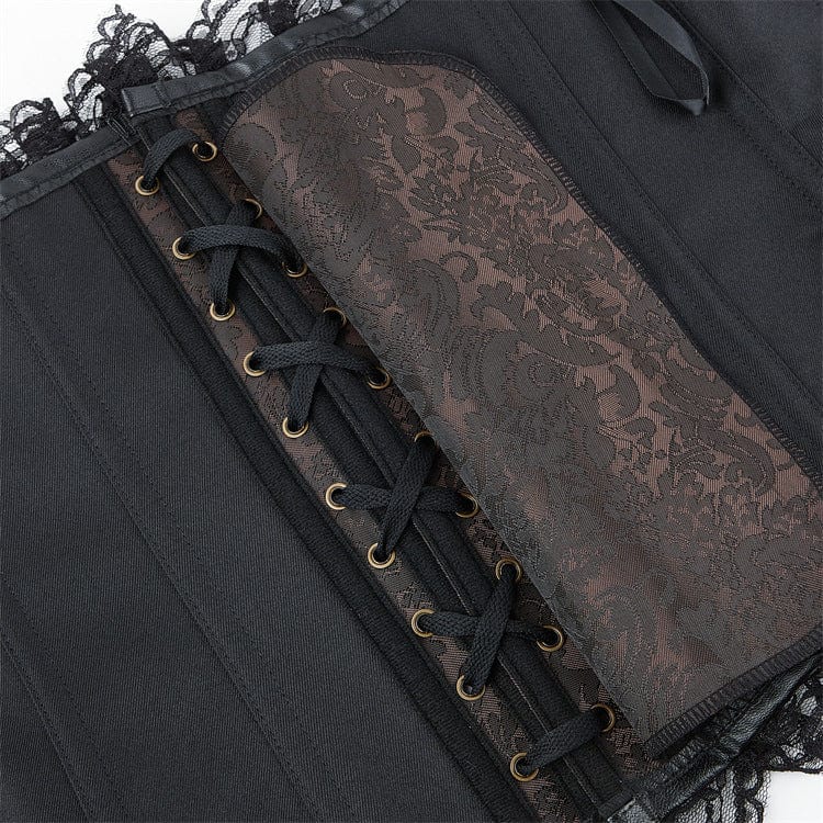 Corsetto sopra il seno in pizzo con giunture in similpelle gotica da donna Kobine