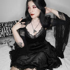 Kobine Women's Gothic Flared Sleeved Lace-up Cape